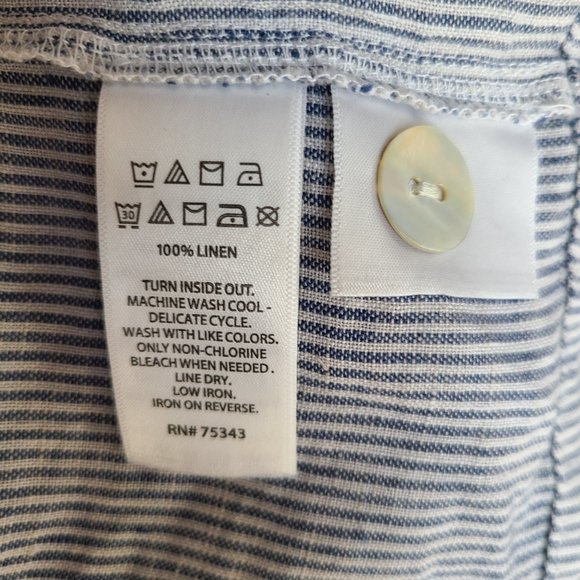 TAHARI Blue & White Linen Pinstripe Dress M - Picture 6 of 6